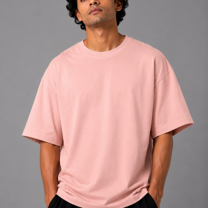 Solid Dusty Pink Oversized Drop Shoulder T-Shirt