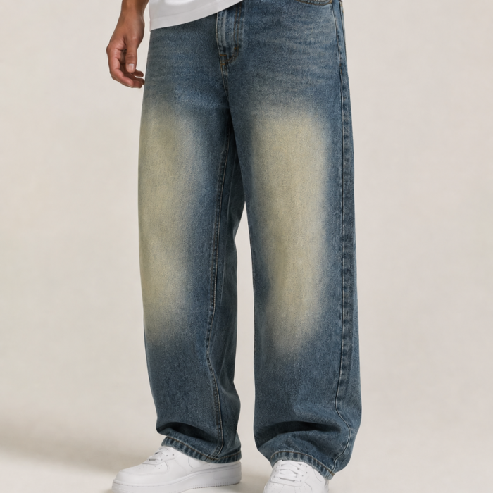 Vintage Tint Patterned Loose Straight Jeans
