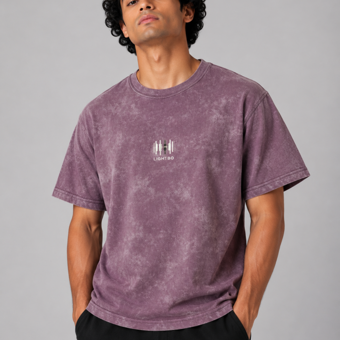 Vintage Plum Acid Wash Drop Shoulder T-Shirt