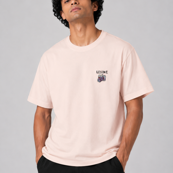 Pastel Pink Vintage Camera Graphic T-Shirt