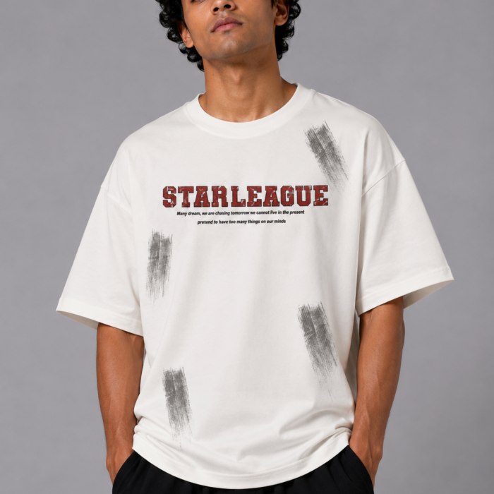White Drop Shoulder Varsity Graphic T-Shirt