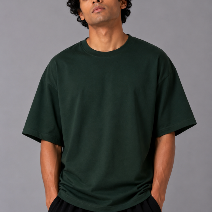 Solid Forest Green Oversized Drop Shoulder T-Shirt