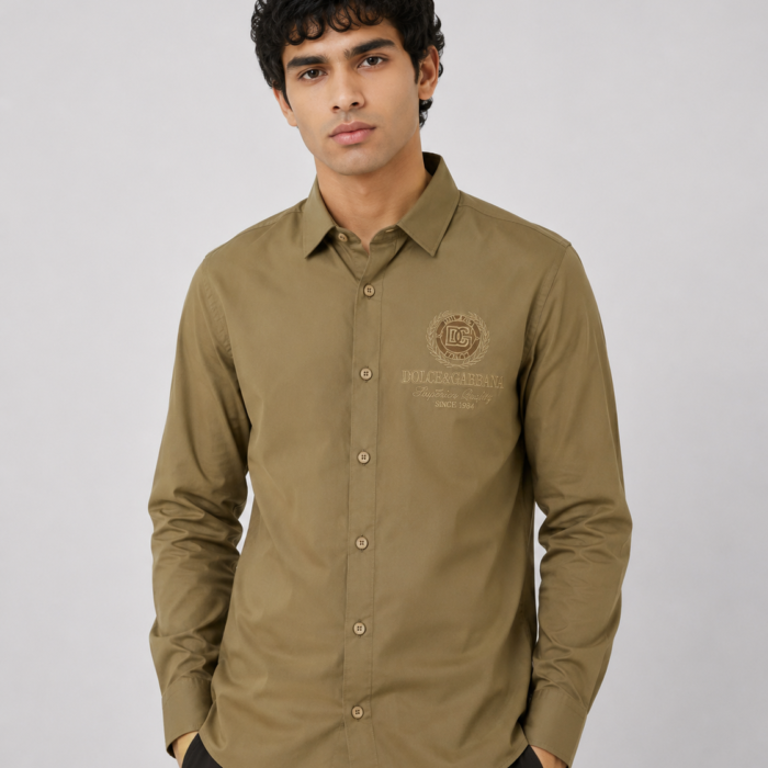 Olive Green Heritage Crest Button-Down Shirt