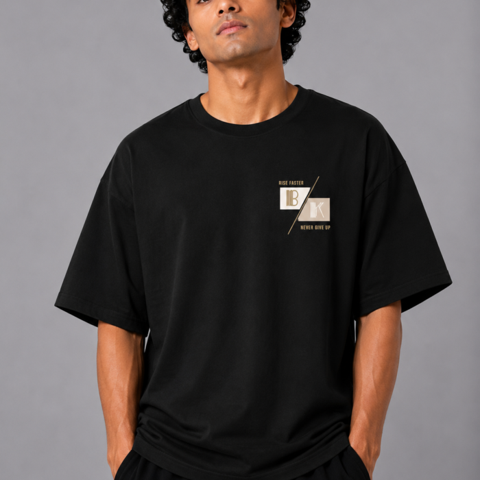 Black Drop Shoulder Block Graphic T-Shirt