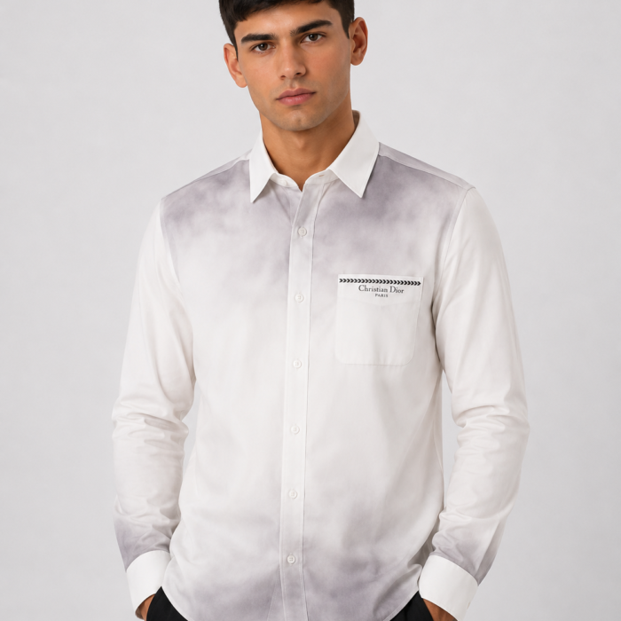 Gradient Smoke Print Button-Down Shirt